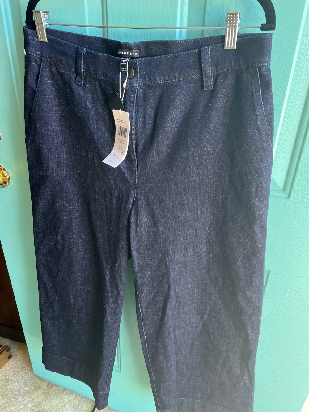 Eileen Fisher Wide‑Leg Organic Cotton Denim Jeans – NWT – Dark Indigo – Medium